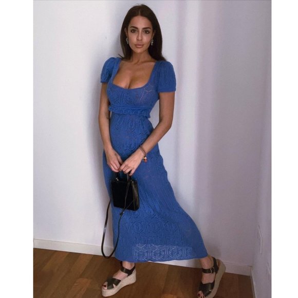 BLOGGER'S FAVE! Zara Long Crochet Dress Blue NWT - Picture 6 of 10